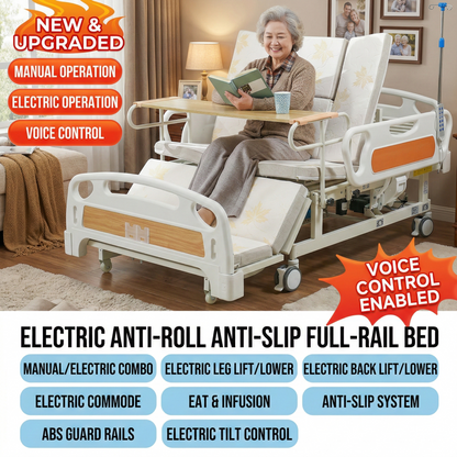 OYAY CARE Fully Electric Voice‑Controlled Nursing Bed | Smart Turning Care Bed with Non‑Slip Latex Mattress, Electric Backrest & Leg Lift for Home Elderly Care
